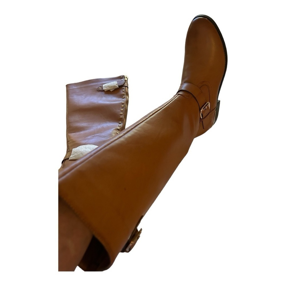 NEW Steve Madden Harlii Studded Cognac Knee High Boots New in Box Women’s 9.5 - Picture 4 of 7